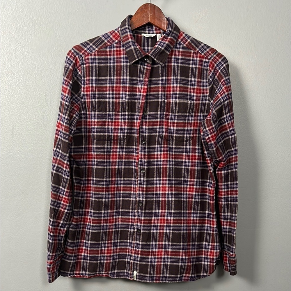 Woolrich Women’s Plaid Button-Up Shirt - Red and Brown size M